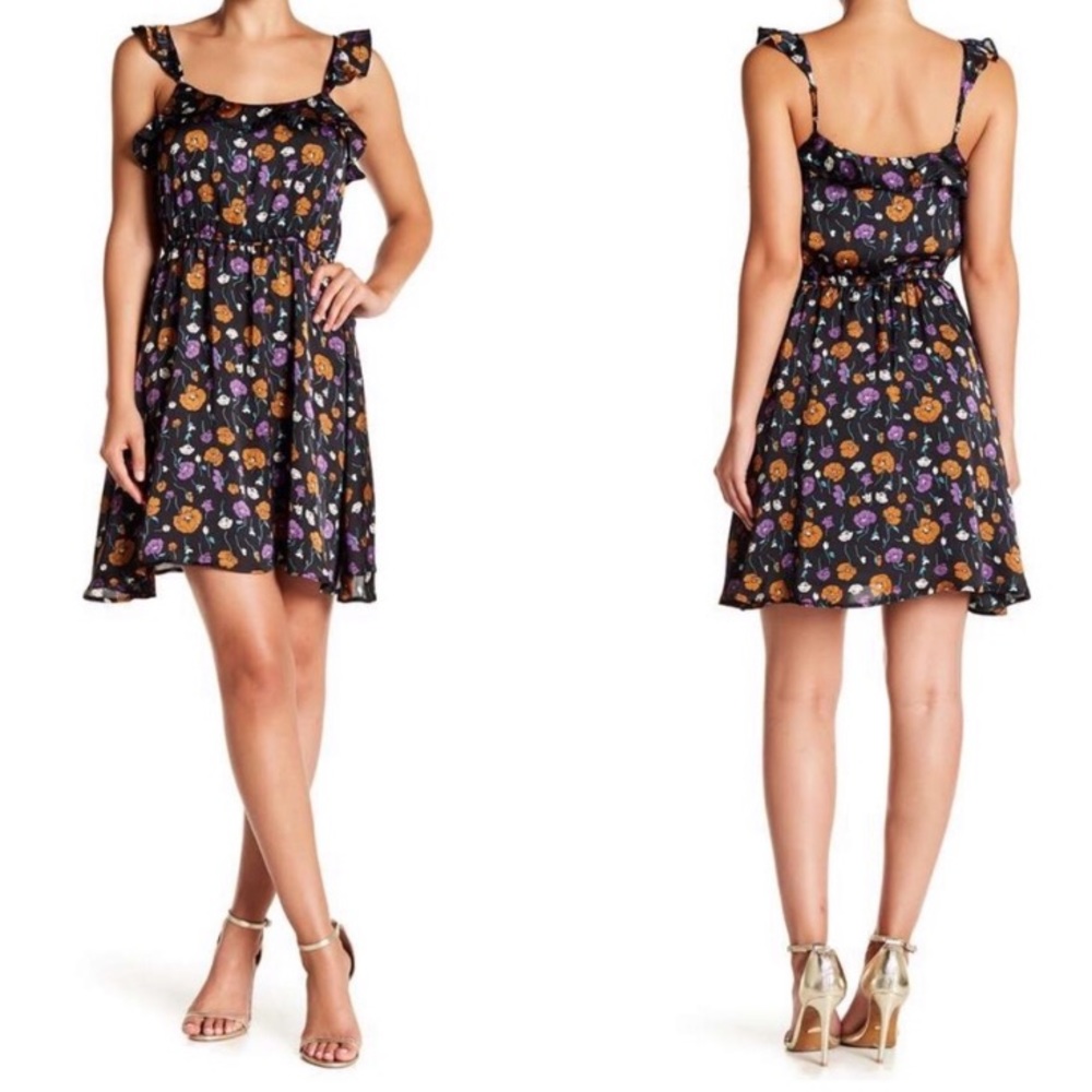 NWT J.O.A SATIN FLORAL MINI DRESS SUMMER